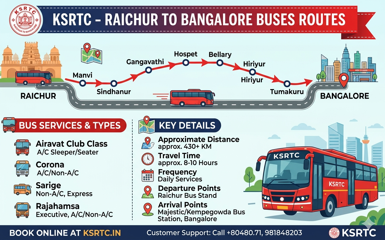 KSRTC - Raichur to Bangalore Buses Routes